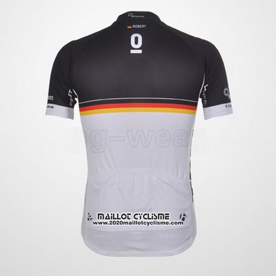 2011 Maillot Ciclismo Trek Leqpard Champion Allemagne Noir et Jaune Manches Courtes et Cuissard